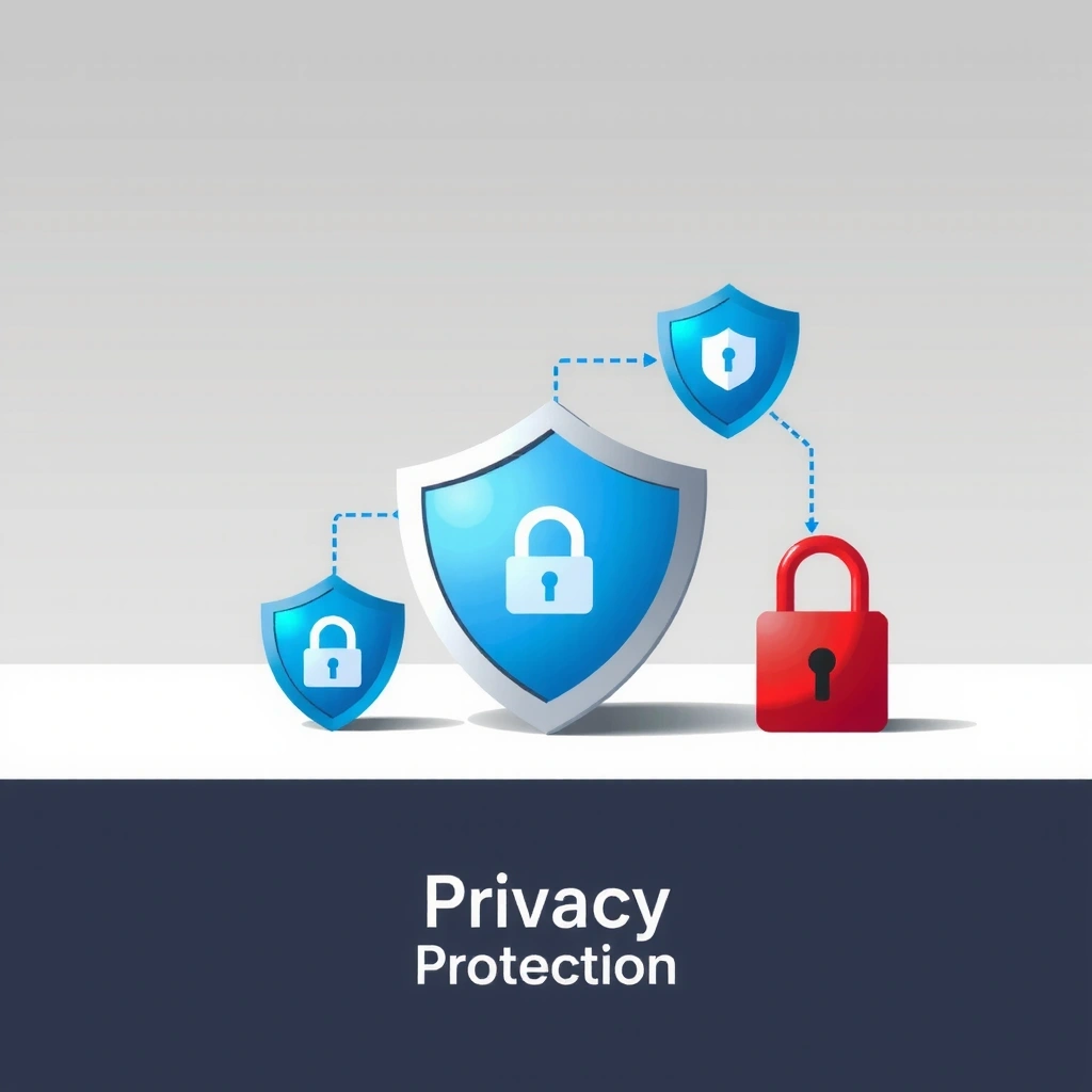 Privacy and data protection concept with shield icon in corporate blue theme